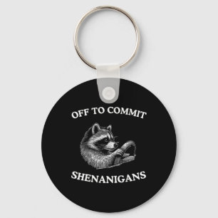 St Patricks Day Racoon Off To Commit Shenanigans Key Ring