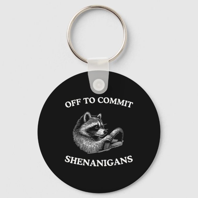 St Patricks Day Racoon Off To Commit Shenanigans  Key Ring (Front)