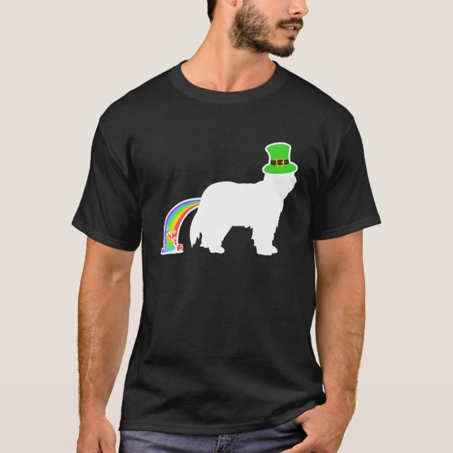 St Patrick's Day Rainbow Dog  Bearded Collie T-Shirt (Front)