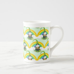 St Patricks Day Rainbow Leprechaun Lucky Charms Bone China Mug