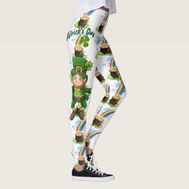 St Patrick's Day Rainbow Pot of Gold Leprechaun Leggings (Right)