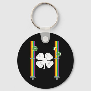 St. Patrick's Day Rainbow Suspenders Clover Boys G Key Ring