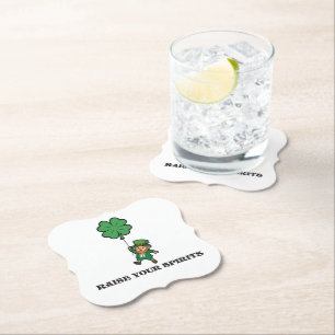 St. Patrick's Day Raise Your Spirits Paper Coaster