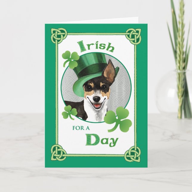 St. Patrick's Day Rat Terrier Card (Front)