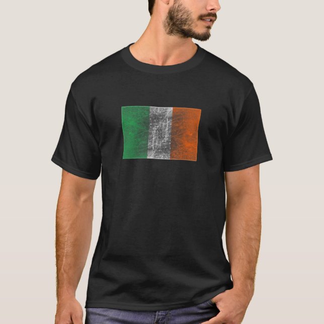 St Patricks' day Retro Ireland flag Patriotic Iris T-Shirt (Front)