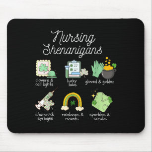 St patricks day rn nurse love shenanigans scrub to mouse mat