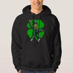 St Patrick's Day Rock And Roll Leprechaun Guitar Hoodie