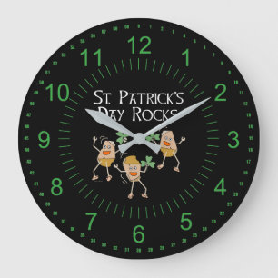 St. Patrick's Day Rocks Large Clock