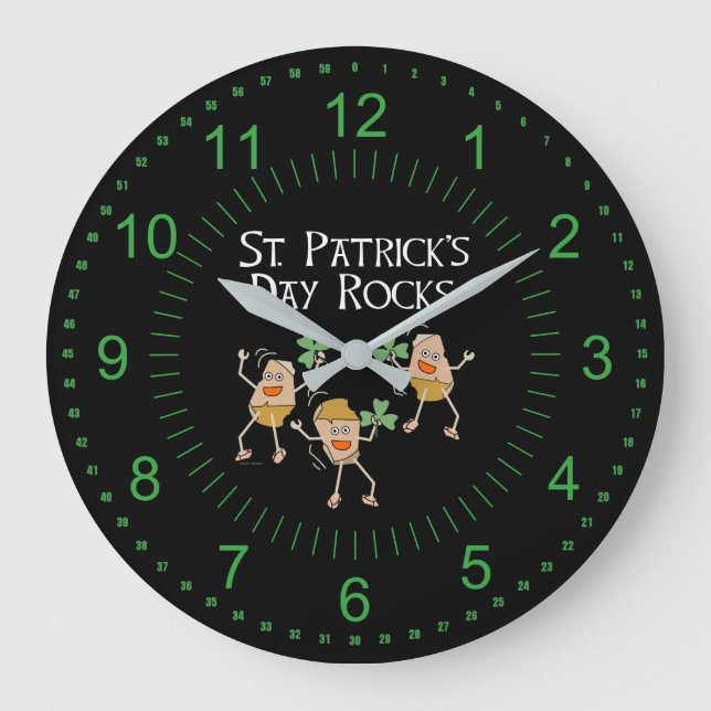 St. Patrick's Day Rocks Large Clock (Front)
