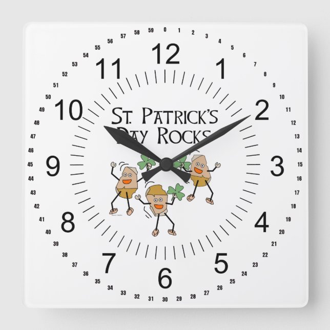 St. Patrick's Day Rocks Square Wall Clock (Front)