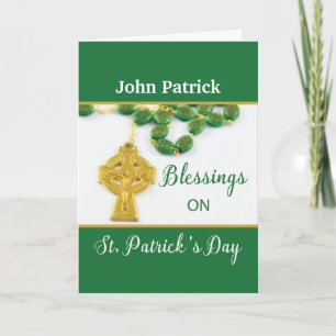 St. Patrick's Day Rosary Customise Name Religious Card