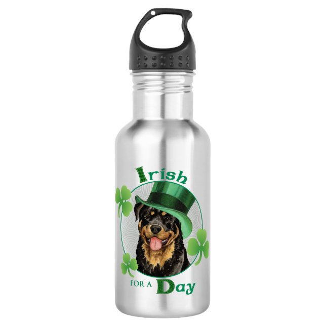 St. Patrick's Day Rottweiler 532 Ml Water Bottle (Front)