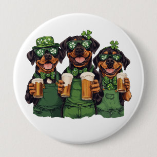 St. Patrick's Day Rottweiler Dogs 10 Cm Round Badge
