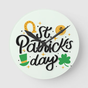 St Patricks Day Round Clock