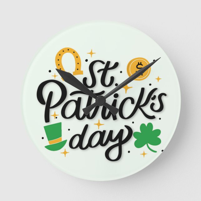 St Patricks Day Round Clock (Front)