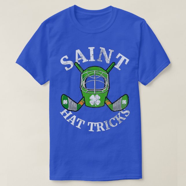 St Patricks Day Saint Hat Tricks Hockey Shamrock K T-Shirt (Design Front)