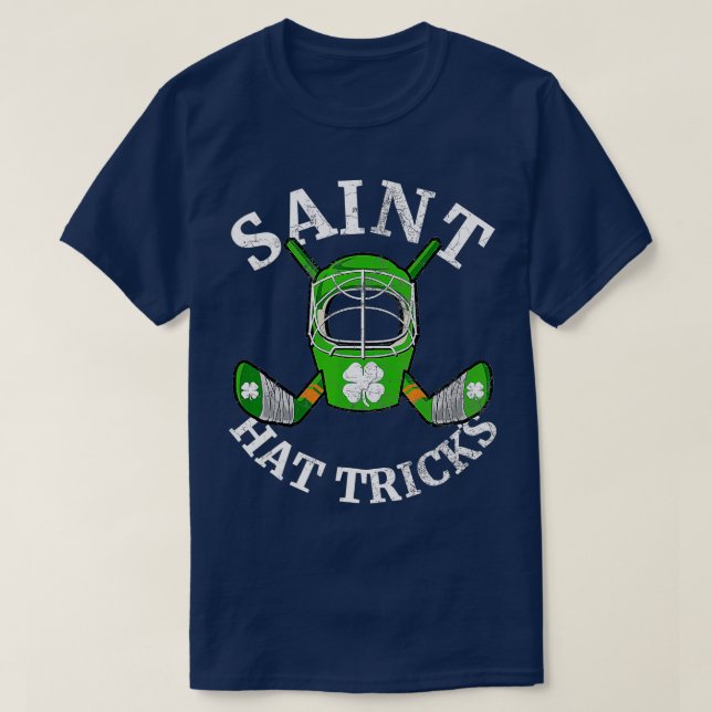 St Patricks Day Saint Hat Tricks Hockey Shamrock K T-Shirt (Design Front)