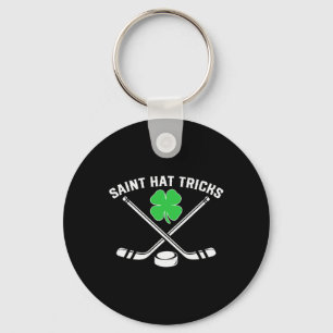 St Patricks Day Saint Hat Tricks Shamrock Hockey K Key Ring