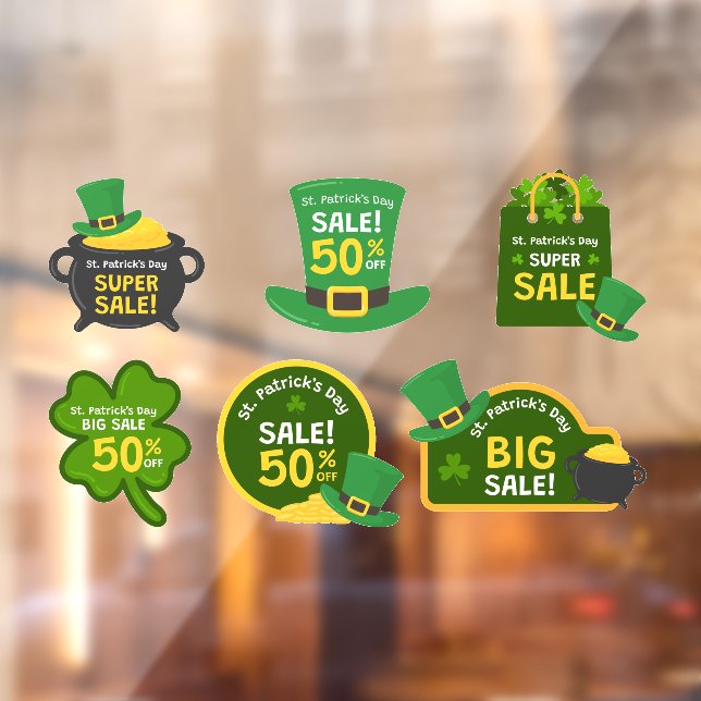 St Patrick's Day Sale Collection 6 Business Window Cling (Sheet 2)