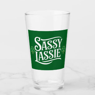 St Patricks Day Sassy Lassie Funny Irish Girl  Glass