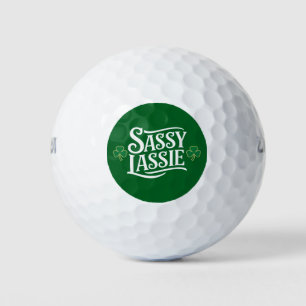 St Patricks Day Sassy Lassie Funny Irish Girl  Golf Balls