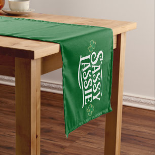 St Patricks Day Sassy Lassie Funny Irish Girl Short Table Runner