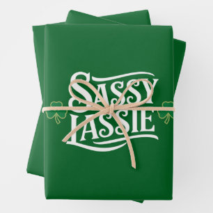 St Patricks Day Sassy Lassie Funny Irish Girl  Wrapping Paper Sheet