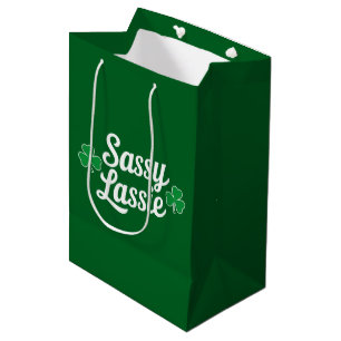 St Patricks Day Sassy Lassie Funny Irish  Medium Gift Bag