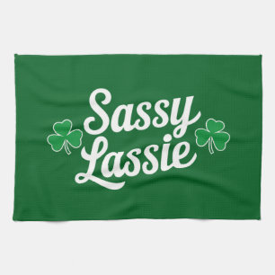 St Patricks Day Sassy Lassie Funny Irish  Tea Towel