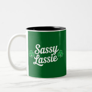 St Patricks Day Sassy Lassie Funny Irish Two-Tone Coffee Mug