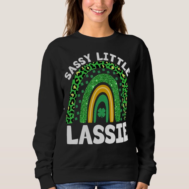 St Patricks Day Sassy Little Lassie Boho Leopard R Sweatshirt (Front)