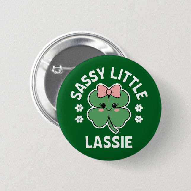 St Patricks Day Sassy Little Lassie Kids Girl 6 Cm Round Badge (Front & Back)