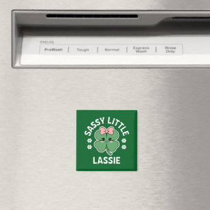 St Patricks Day Sassy Little Lassie Kids Girl Magnet