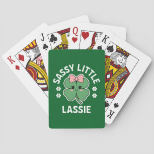 St Patricks Day Sassy Little Lassie Kids Girl Playing Cards