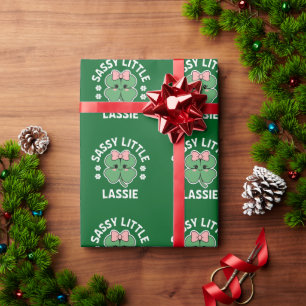 St Patricks Day Sassy Little Lassie Kids Girl Wrapping Paper