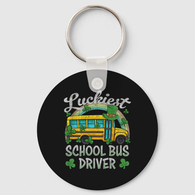 St Patricks Day School Bus For Luckiest School Bus Key Ring (Front)