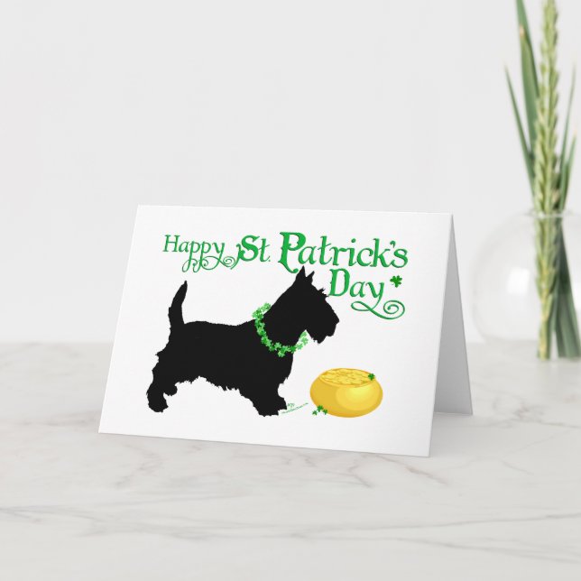 St Patrick's Day Scottish Terrier Card (Front)