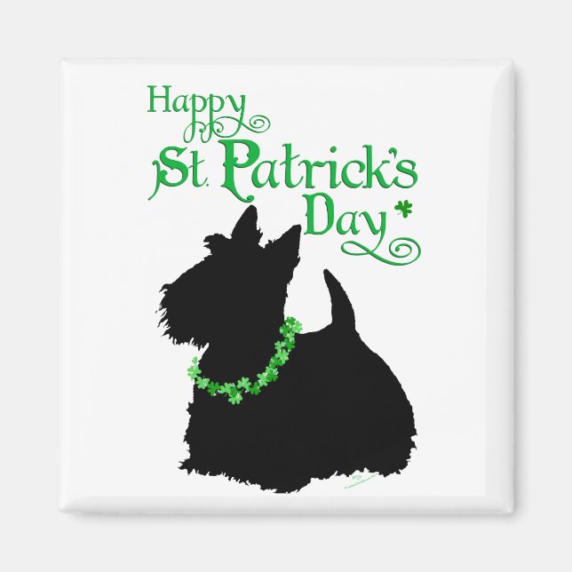 St Patrick's Day Scottish Terrier Magnet (Front)