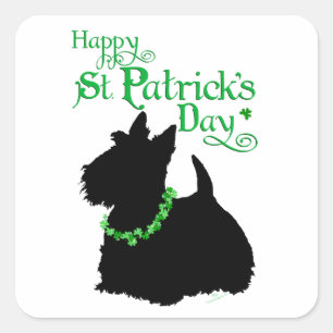St Patrick's Day Scottish Terrier Square Sticker