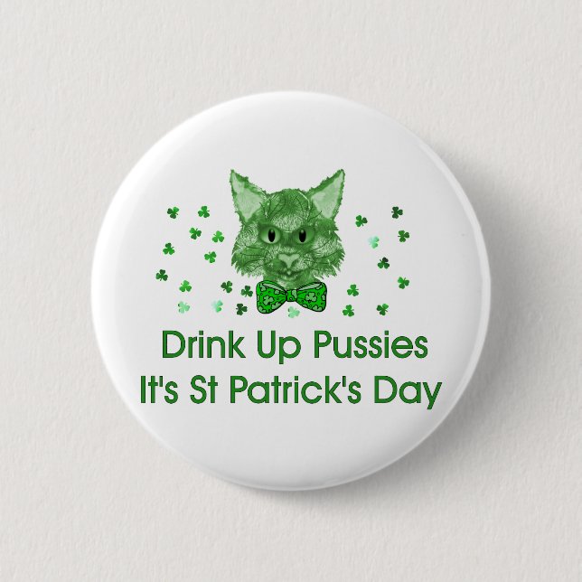St Patrick's Day Scrapper Cat 6 Cm Round Badge (Front)