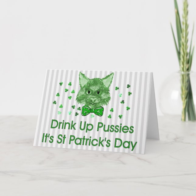 St Patrick's Day Scrapper Cat Card (Front)