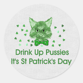 St Patrick's Day Scrapper Cat Classic Round Sticker