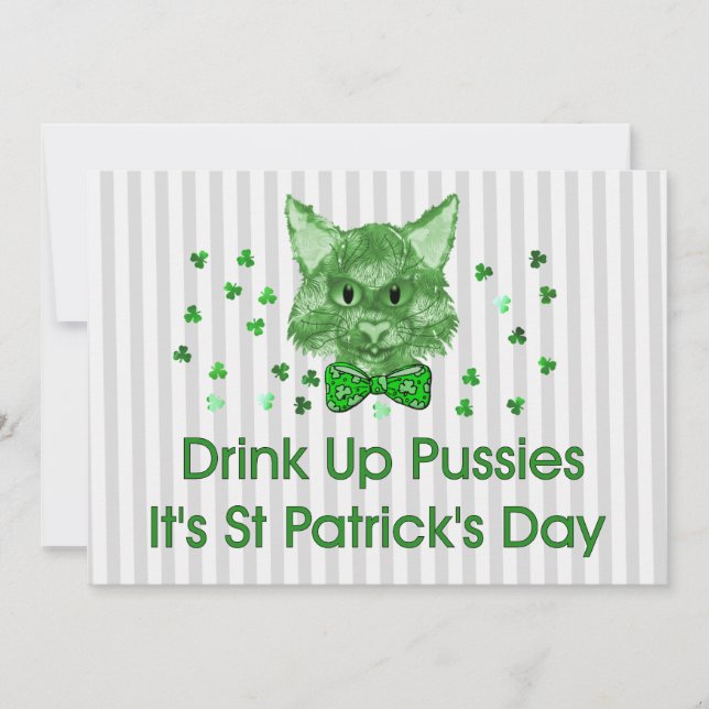 St Patrick's Day Scrapper Cat Invitation (Front)