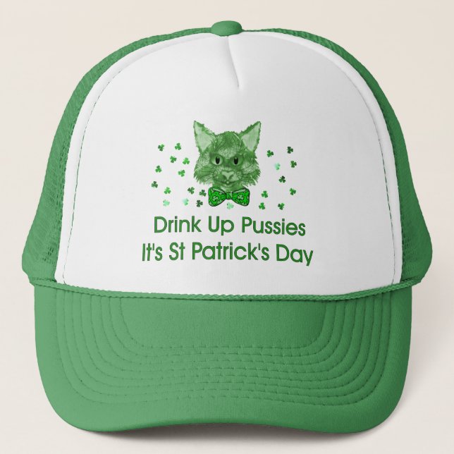 St Patrick's Day Scrapper Cat Trucker Hat (Front)