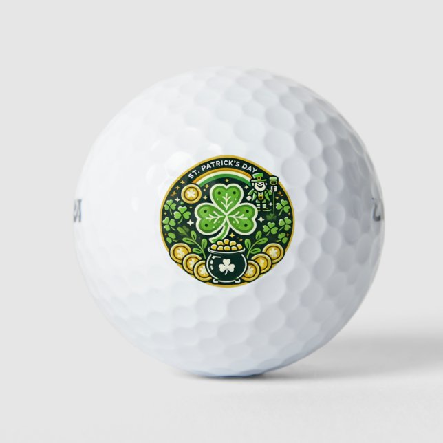 St. Patrick's Day Shamrock and Pot of Gold Golf Balls (Front)