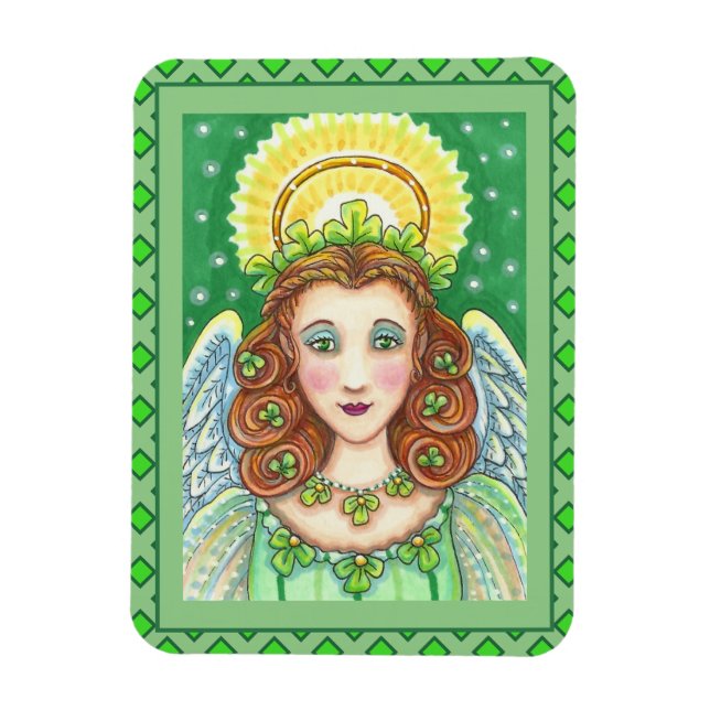ST. PATRICK'S DAY SHAMROCK ANGEL, IRISH BLESSINGS MAGNET (Vertical)