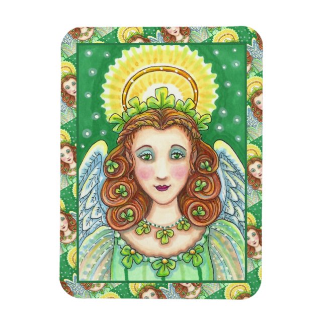 ST. PATRICK'S DAY SHAMROCK ANGEL, IRISH BLESSINGS MAGNET (Vertical)