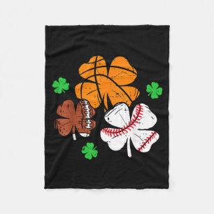 St Patricks Day Shamrock Basketball Baseball Men B Fleece Blanket