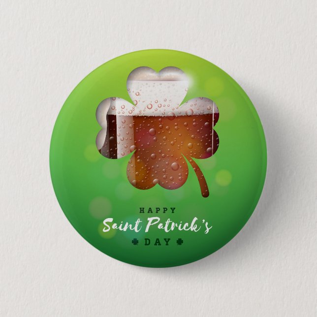 St. Patrick's Day Shamrock Beer 6 Cm Round Badge (Front)