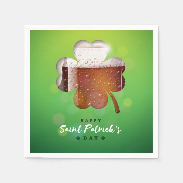 St. Patrick's Day Shamrock Beer Napkin (Front)